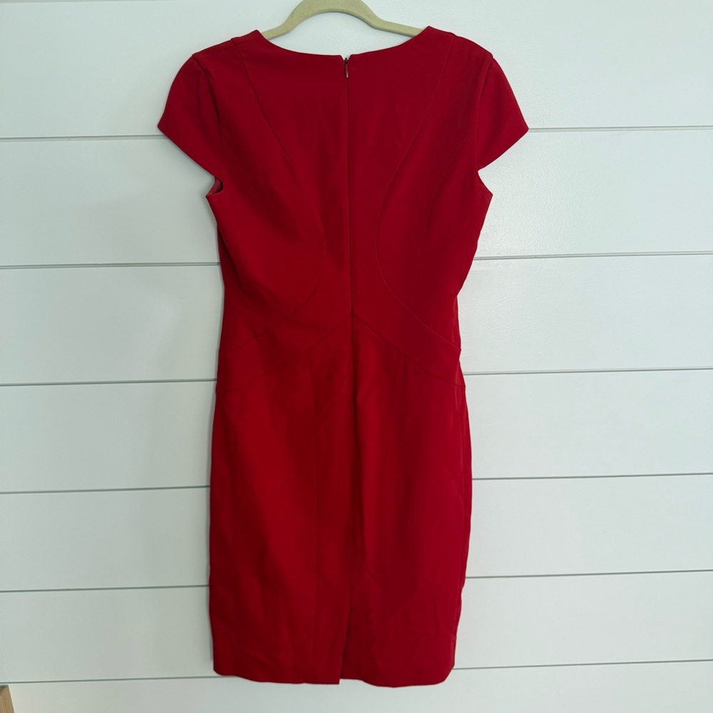Brooks Brothers Dress Size 6 Red Form Fitting Wool Holiday Estethia G.B. Conte - Picture 8 of 11